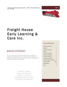Parent Brochure - Infant2014 - Freight House Early Learning & Care