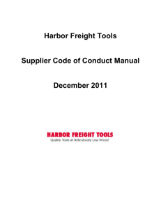 Harbor Freight Tools Supplier Code of Conduct Manual December