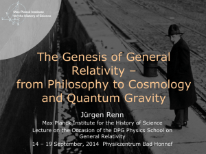 The Genesis of General Relativity – from Philosophy to Cosmology