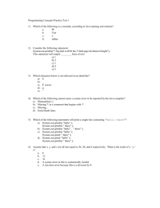 Programming Concepts Practice Test 1 1) Which of the following is a
