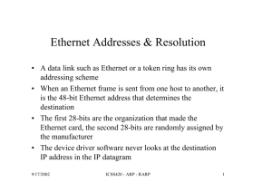 Ethernet Addresses & Resolution