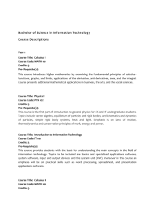 Bachelor of Science in Information Technology Course Descriptions