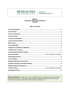 Course Syllabus - College of Osteopathic Medicine