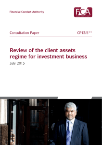 CP13/5 Review of the client assets regime for investment business