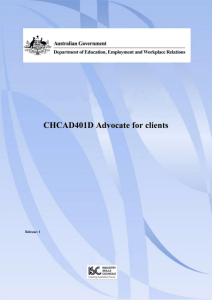 CHCAD401D Advocate for clients
