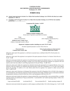 FORM 10-K - Whole Foods Market