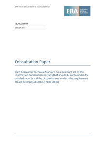 Consultation Paper - European Banking Authority