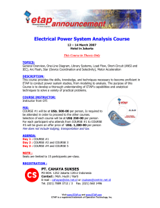 Electrical Power System Analysis 12-14 March 07