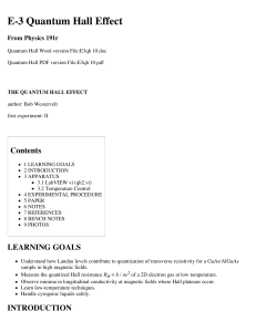 E-3 Quantum Hall Effect - Physics 191r