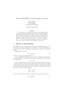 On the Hall Effect in Germanium Crystals