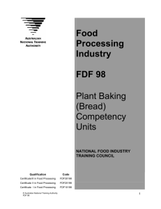Food Processing Industry Plantbread Competency Units