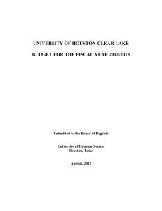 university of houston-clear lake budget for the fiscal year 2012-2013
