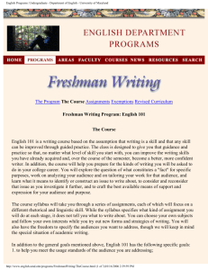 English Programs: Undergraduate