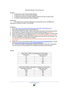 Scientific Method: The Cricket Lab Purpose: • To practice the steps