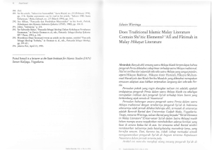 Does Traditional Islamic Malav Literature Malay Hikayat Literature