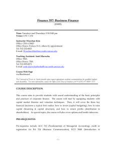 Finance 357: Business Finance