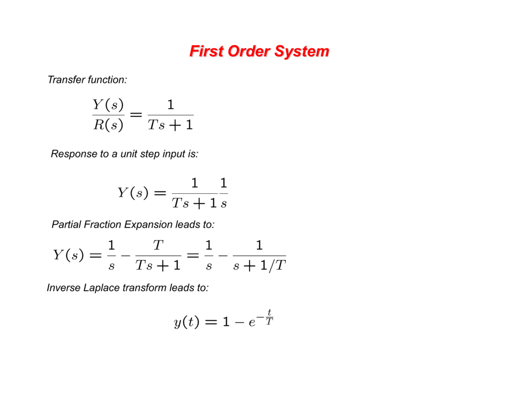 First Order System Example