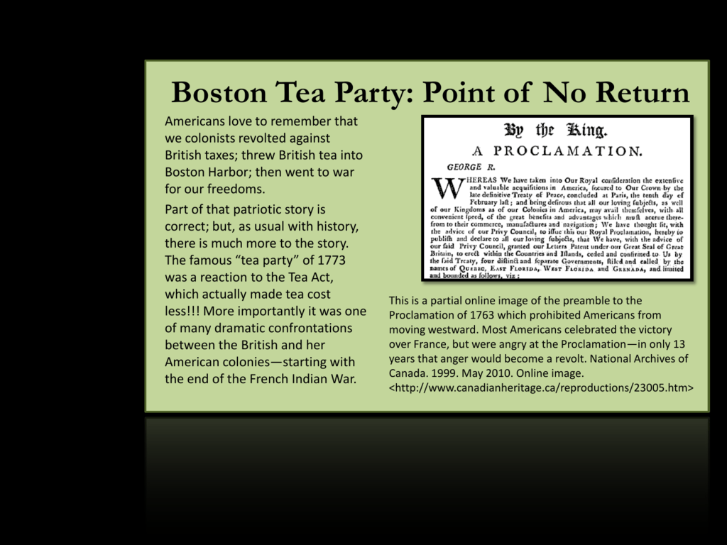 Boston Tea Party Point Of No Return