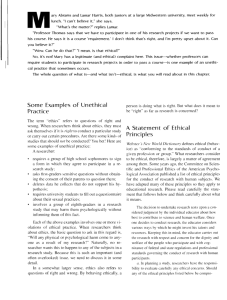 Some Examples of Unethical Practice A Statement of Ethical