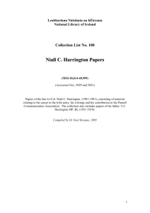 Niall C. Harrington Papers - National Library of Ireland