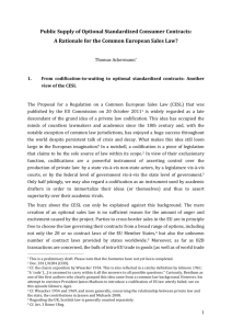 Public Supply of Optional Standardized Consumer Contracts: A