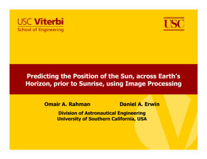 Predicting the Position of the Sun, across Earth's Horizon, prior to
