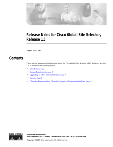 Release Notes for Cisco Global Site Selector