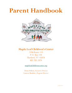 Parent Handbook - Maple Leaf Children's Center