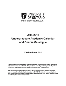 2014-2015 Undergraduate Academic Calendar and