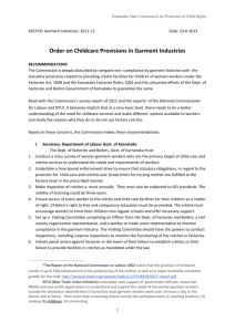 Order on Childcare Provisions in Garment Industries