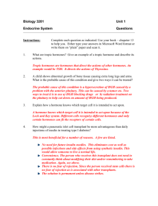 Biology 3201 Unit 1 Endocrine System Questions - K-12