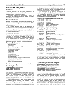 Certificate Programs - Course Catalogs