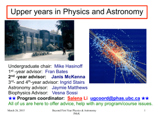 Upper years in Physics and Astronomy