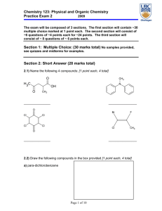 Chemistry 123: Physical and Organic Chemistry Practice Exam 2