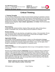 Critical Thinking - University of New Brunswick