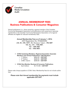 ANNUAL MEMBERSHIP FEES Business Publications & Consumer