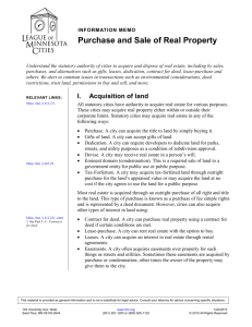 Purchase and Sale of Real Property