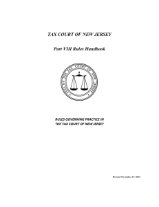 TAX COURT OF NEW JERSEY Part VIII Rules Handbook