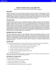 Modern Portfolio Theory Using SAS® OR