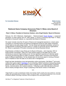 Peter Weiss Joins KingX Studios Board of Directors