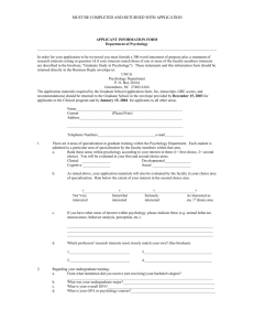 Applicant Information Form — Department of Psychology