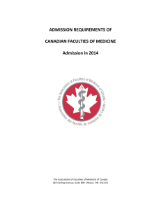 Admission Requirements of Canadian Faculties of Medicine