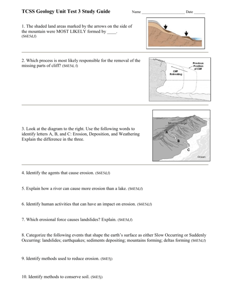 TCSS Geology Unit Test 3 Study Guide TCSS Geology Unit Test 3 Study Guide