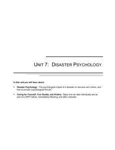 UNIT 7: DISASTER PSYCHOLOGY