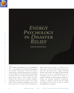 ENERGY PSYCHOLOGY IN DISASTER RELIEF E