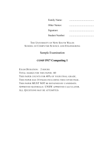 Sample Examination COMP1917 Computing 1