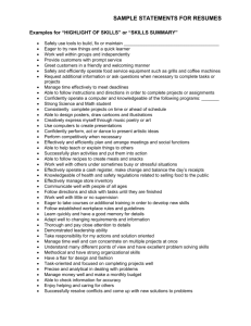 SAMPLE STATEMENTS FOR RESUMES
