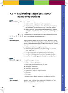 Evaluating statements about number operations