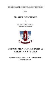MSc Pakistan Studies - Government College University Faisalabad
