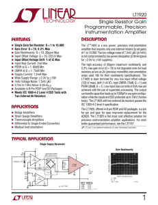 LT1920 - Single Resistor Gain Programmable